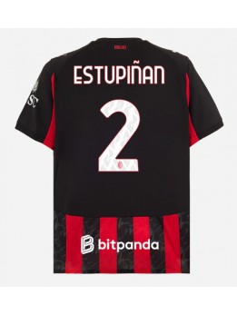 AC Milan Pervis Estupinan #2 Replika Hemmakläder 2025-26 Kortärmad